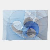 Moderne Abstracte Blauwe Grijze Fractale Kunst Gra Theedoek (Horizontaal)