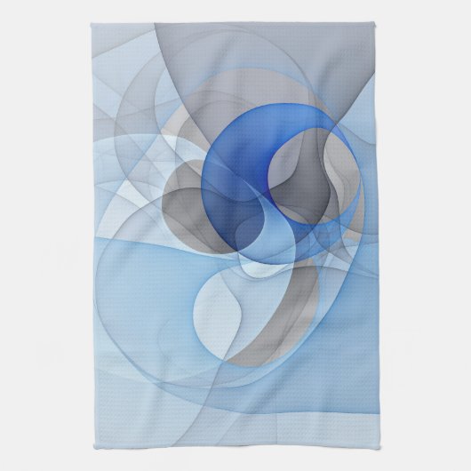 Moderne Abstracte Blauwe Grijze Fractale Kunst Gra Theedoek (Verticaal)