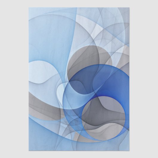 Moderne Abstracte Blauwe Grijze Fractale Kunst Gra Tissuepapier (Voorkant)