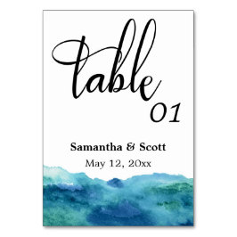 Moderne Abstracte blauwe groene Aqua-Waterverf Kaart