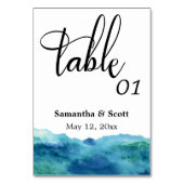 Moderne Abstracte blauwe groene Aqua-Waterverf Kaart (Achterkant)