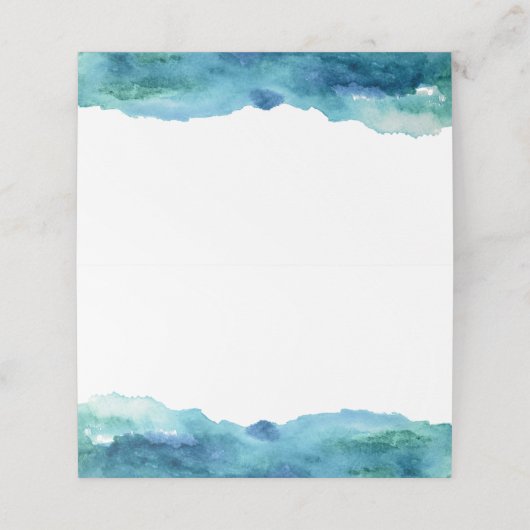 Moderne Abstracte blauwe groene Aqua-Waterverf Plaatskaartje (Buitenkant ongevouwen)