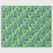 Moderne Abstracte Blauwe Groene Floral Cadeaupapier (Vlak)
