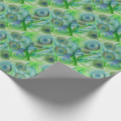 Moderne Abstracte Blauwe Groene Floral Cadeaupapier (Hoek)