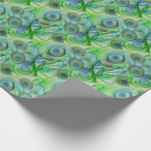 Moderne Abstracte Blauwe Groene Floral Cadeaupapier (Hoek)