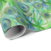 Moderne Abstracte Blauwe Groene Floral Cadeaupapier (Rol Hoek)