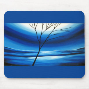 Moderne Abstracte blauwe hemelboom Elegant Sjabloo Muismat