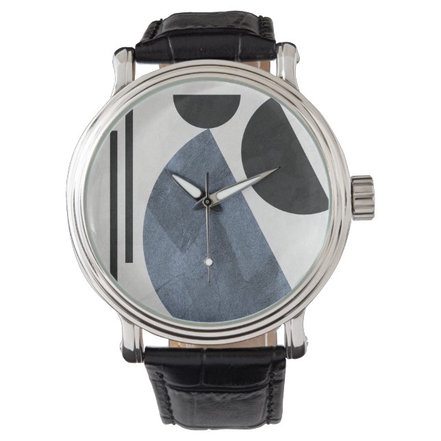 Moderne Abstracte Blauwe Horloge (Voorkant)