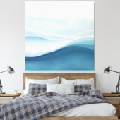 Moderne Abstracte Blauwe Kalme Serene Golven Canvas Afdruk (Insitu (Slaapkamer))