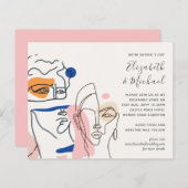 Moderne Abstracte Blauwe Koraal Bruiloft Uitnodigi (Voorkant / Achterkant)