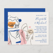 Moderne Abstracte blauwe koraalbruiloft (Voorkant / Achterkant)