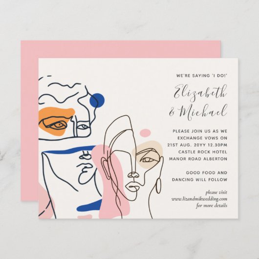 Moderne Abstracte blauwe koraalbruiloft (Voorkant / Achterkant)