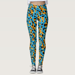 Moderne Abstracte Blauwe Luipaard Spots Dierenprin Leggings