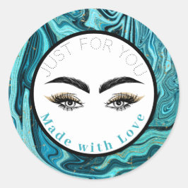 Moderne Abstracte Blauwe Marmer Glam Gouden Make-u Ronde Sticker
