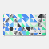 Moderne Abstracte Blauwe Mint Geometrisch Bureaumat (Voorkant)