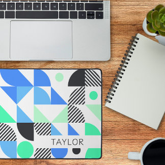 Moderne Abstracte Blauwe Mint Geometrisch Bureaumat