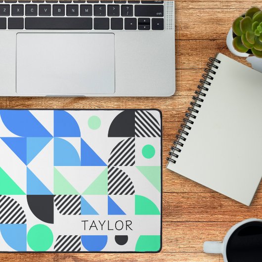 Moderne Abstracte Blauwe Mint Geometrisch Bureaumat