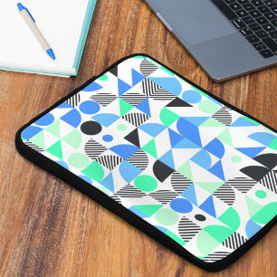 Moderne Abstracte Blauwe Mint Geometrisch Laptop Sleeve