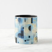 Moderne Abstracte blauwe Mok - Gepersonaliseerde g (Midden)