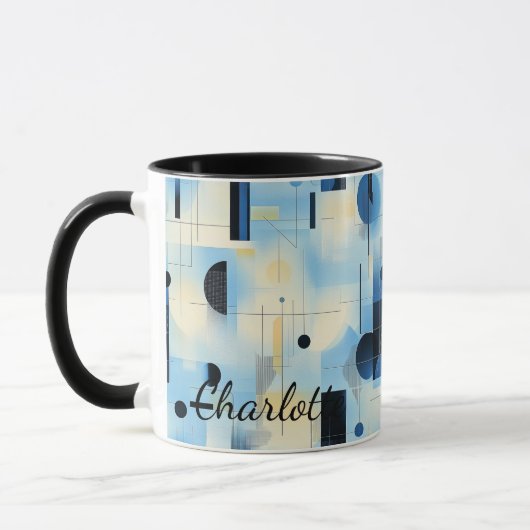 Moderne Abstracte blauwe Mok - Gepersonaliseerde g (Links)