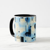 Moderne Abstracte blauwe Mok - Gepersonaliseerde g (Voorkant links)