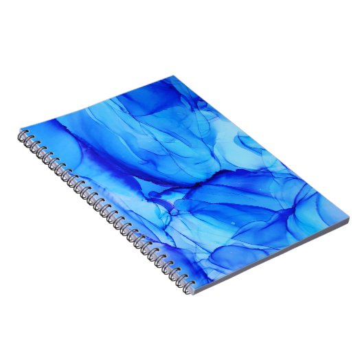 Moderne Abstracte blauwe Paarse alcoholinkt Notitieboek (Rechterzijde)