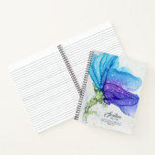 Moderne Abstracte blauwe Paarse Floral genaamd Notitieboek (Binnen)