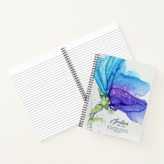 Moderne Abstracte blauwe Paarse Floral genaamd Notitieboek (Binnen)