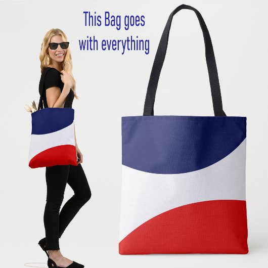 Moderne Abstracte Blauwe, Rode en Witte Boodschapp Tote Bag
