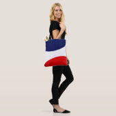 Moderne Abstracte Blauwe, Rode en Witte Boodschapp Tote Bag (Op model)