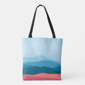 Moderne Abstracte Blauwe Roze Bergen Persoonlijk Tote Bag (Achterkant)