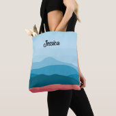 Moderne Abstracte Blauwe Roze Bergen Persoonlijk Tote Bag (Dichtbij)
