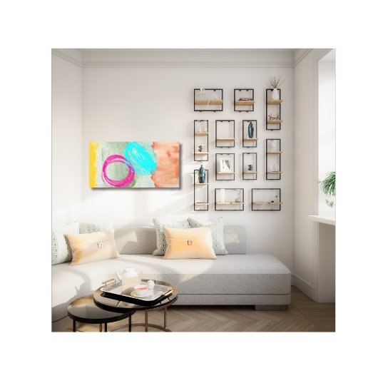 Moderne Abstracte Blauwe Roze Opgespannen Canvaspr Canvas Afdruk