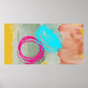 Moderne Abstracte blauwe roze Poster afdrukken