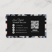 Moderne Abstracte Blauwe & Roze QR-code voor Haars Visitekaartje (Achterkant)