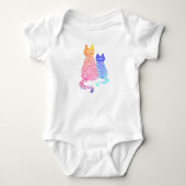 Moderne Abstracte Blauwe Roze Streep Kat Moeder En Romper (Voorkant)