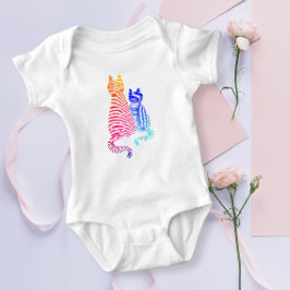 Moderne Abstracte Blauwe Roze Streep Kat Moeder En Romper