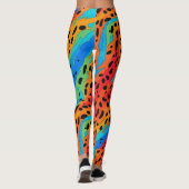 Moderne Abstracte Blauwe Sinaasappels Dierenprint Leggings (Achterkant)