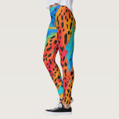 Moderne Abstracte Blauwe Sinaasappels Dierenprint Leggings (Links)