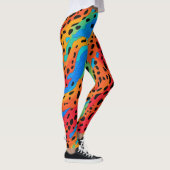 Moderne Abstracte Blauwe Sinaasappels Dierenprint Leggings (Rechts)