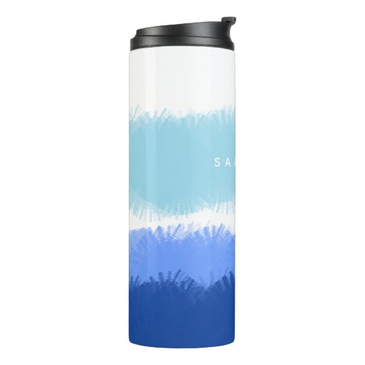 Moderne Abstracte Blauwe Tonen Thermosbeker (Gedraaid links)