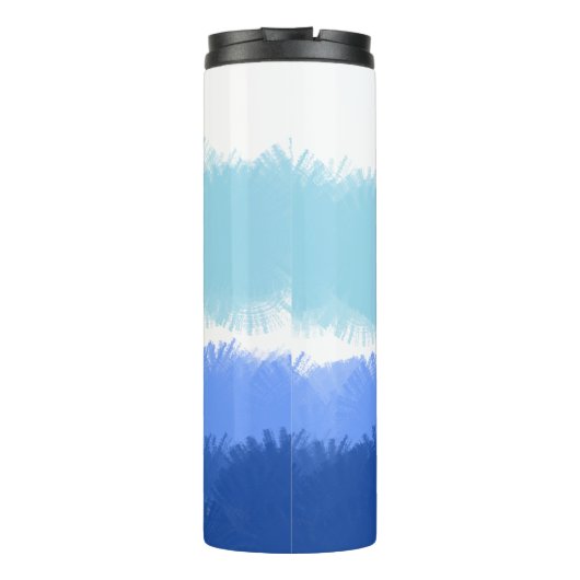 Moderne Abstracte Blauwe Tonen Thermosbeker (Achterkant)