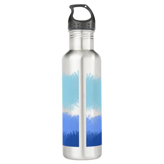 Moderne Abstracte Blauwe Tonen Waterfles (Achterkant)