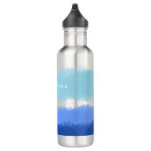 Moderne Abstracte Blauwe Tonen Waterfles (Rechts)