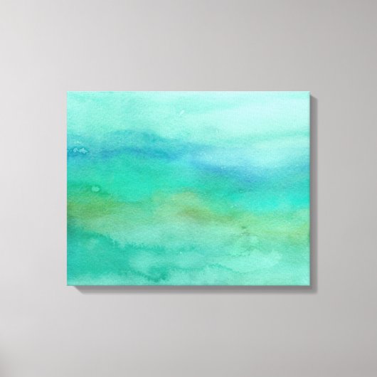 Moderne Abstracte Blauwe Turquoise Waterverf Canvas Afdruk (Voorkant)