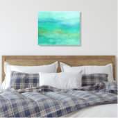 Moderne Abstracte Blauwe Turquoise Waterverf Canvas Afdruk (Insitu (Slaapkamer))