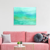 Moderne Abstracte Blauwe Turquoise Waterverf Canvas Afdruk (Insitu (Woonkamer))