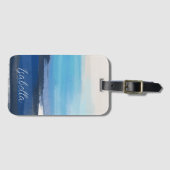 Moderne Abstracte Blauwe Verfspatsering Aangepast Bagagelabel (Voorkant (horizontaal))