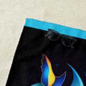 Moderne Abstracte blauwe vinvissen  Strandlaken (In situ)