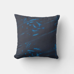 Moderne Abstracte Blauwe Vormen op Navy Black Kuss Kussen